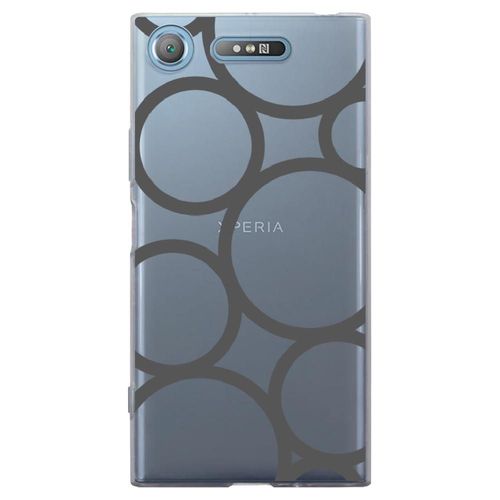 Coque Souple Pour Sony Xperia Xz1 Avec Impression Motifs Ronds Gris