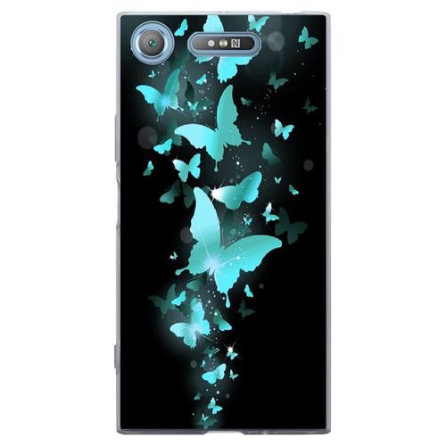Coque Souple Pour Sony Xperia Xz1 Avec Impression Motifs Papillons Bleus