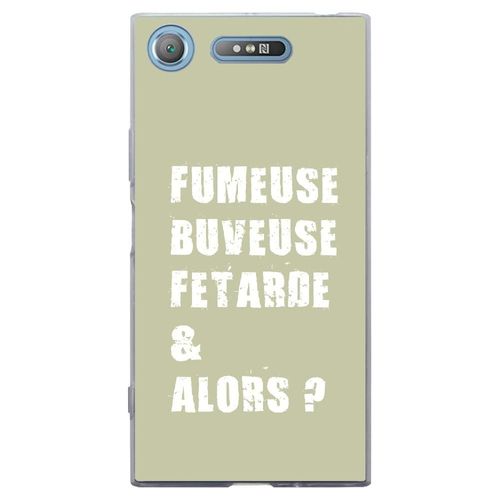 Coque Souple Pour Sony Xperia Xz1 Avec Impression Motifs Fumeuse Et Alors Vert