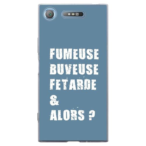 Coque Souple Pour Sony Xperia Xz1 Avec Impression Motifs Fumeuse Et Alors Bleu