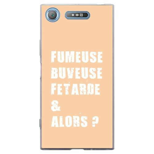 Coque Souple Pour Sony Xperia Xz1 Avec Impression Motifs Fumeuse Et Alors Beige