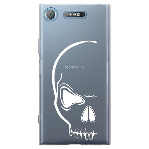Coque Souple Pour Sony Xperia Xz1 Avec Impression Motifs Crâne Blanc