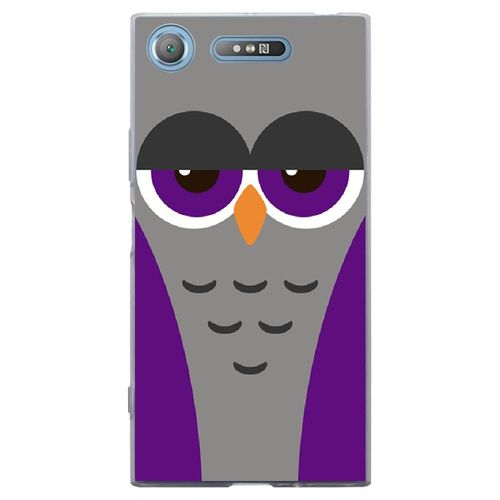 Coque Souple Pour Sony Xperia Xz1 Avec Impression Motifs Chouette Endormie Mauve