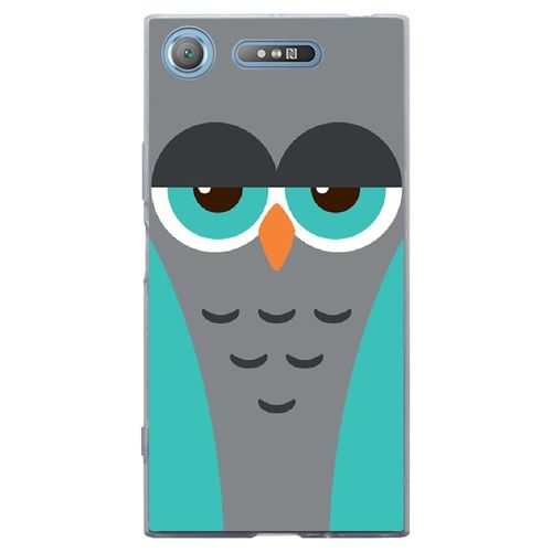 Coque Souple Pour Sony Xperia Xz1 Avec Impression Motifs Chouette Endormie Bleue