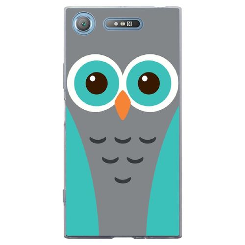 Coque Souple Pour Sony Xperia Xz1 Avec Impression Motifs Chouette Bleue Et Grise