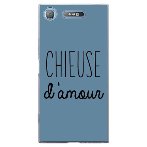 Coque Souple Pour Sony Xperia Xz1 Avec Impression Motifs Chieuse D'amour Bleu