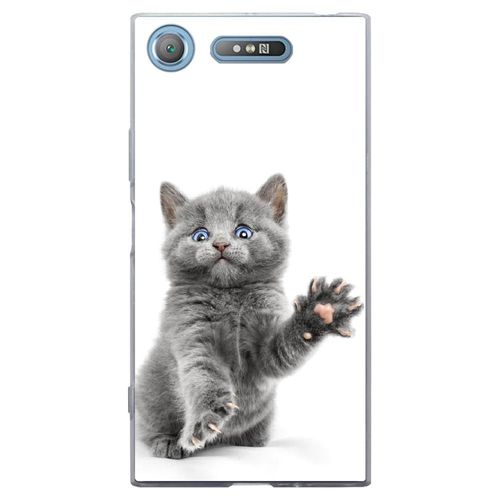 Coque Souple Pour Sony Xperia Xz1 Avec Impression Motifs Chat Yeux Bleus