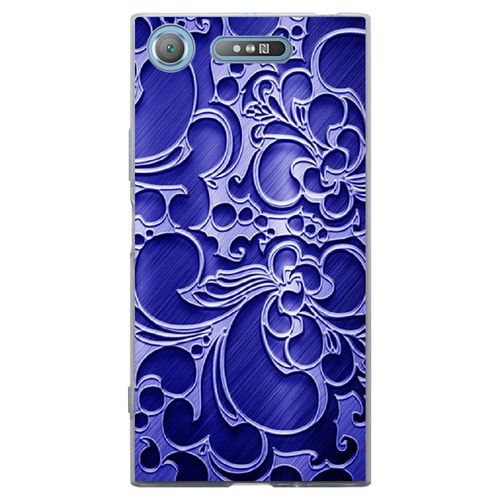 Coque Souple Pour Sony Xperia Xz1 Avec Impression Motifs Arabesque Bleu