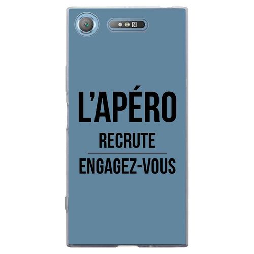 Coque Souple Pour Sony Xperia Xz1 Avec Impression Motifs L'apéro Recrute Bleu