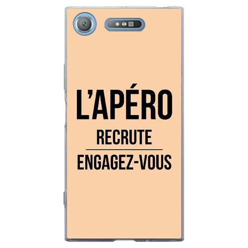 Coque Souple Pour Sony Xperia Xz1 Avec Impression Motifs L'apéro Recrute Beige