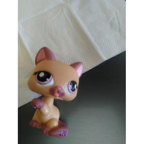 Figurine Chat Tirant La Mlangue Beige Et Violine Litllest Petshop Hasvro* Jeu Jouet