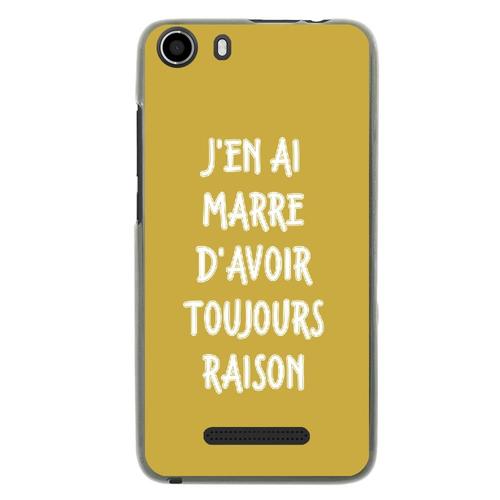 Coque Souple Pour Wiko Lenny 2 Avec Impression Motifs Marre D'avoir Raison Or