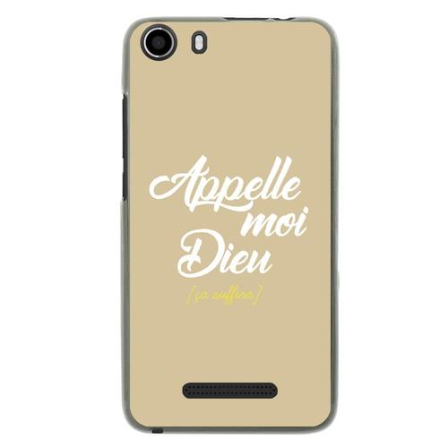 Coque Souple Pour Wiko Lenny 2 Avec Impression Motifs Appelle Moi Dieu Taupe