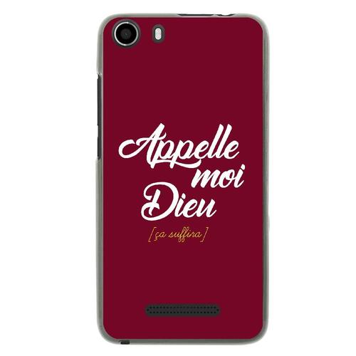 Coque Souple Pour Wiko Lenny 2 Avec Impression Motifs Appelle Moi Dieu Bordeau