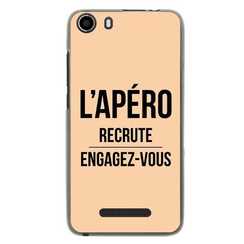 Coque Souple Pour Wiko Lenny 2 Avec Impression Motifs L'apéro Recrute Beige