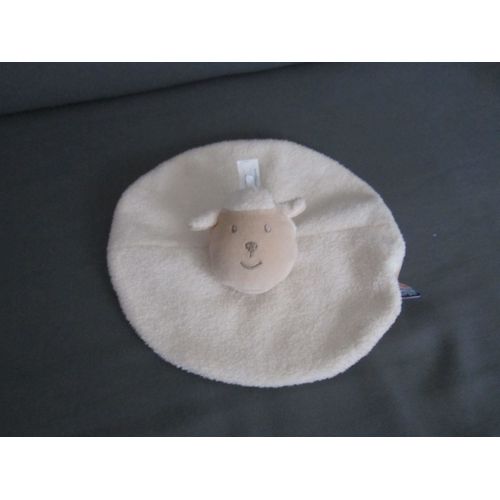 Doudou Plat Rond Mouton Écru Sucre D'orge