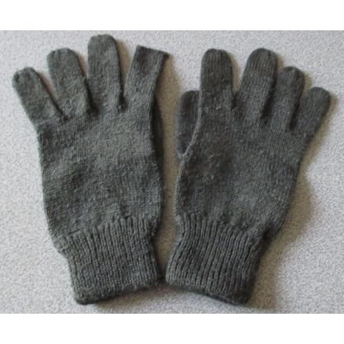 Gants Pour Enfant Ou Petite Main Adulte - Gris En Lainage 100% Acrylique - Poignet Double Extensible Largeur 6cmx2  - Taille 14/16 Ans - Longueur Totale Au Majeur 20cm