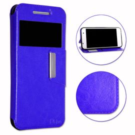 Samsung Galaxy Ace 4 Housse Etui Coque Bleu Folio Dédiée Façon Cuir Avec Surpiqûres Et Clapet Magnétique By Ph26®