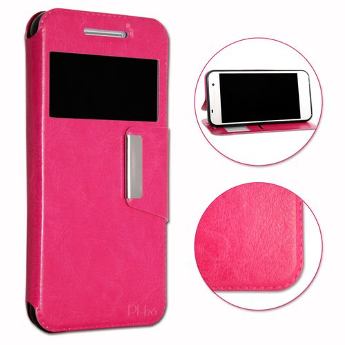 Huawei Ascend Mate 7 Housse Etui Coque Rose Folio Dédiée Façon Cuir Avec Surpiqûres Et Clapet Magnétique By Ph26®