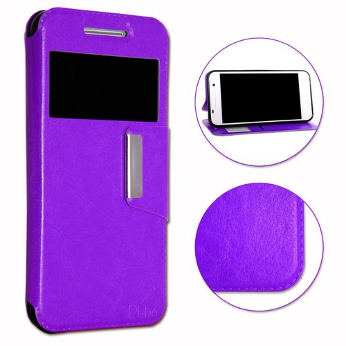 Htc 310 Housse Etui Coque Violet Folio Dédiée Façon Cuir Avec Surpiqûres Et Clapet Magnétique By Ph26®