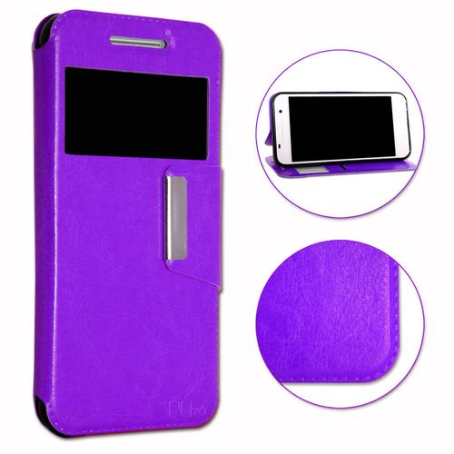 Huawei P7 Housse Etui Coque Violet Folio Dédiée Façon Cuir Avec Surpiqûres Et Clapet Magnétique By Ph26®