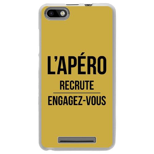 Coque Souple Pour Wiko Lenny 3 Avec Impression Motifs L'apéro Recrute Or