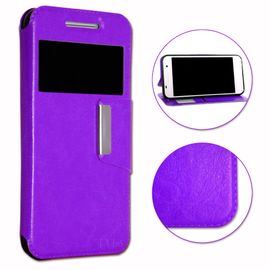 Samsung Galaxy Ace 4 Housse Etui Coque Violet Folio Dédiée Façon Cuir Avec Surpiqûres Et Clapet Magnétique By Ph26®