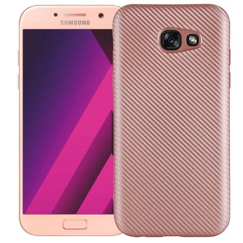 Coque Soupe Pour Galaxy A3-2017 Aspect Carbone Rose