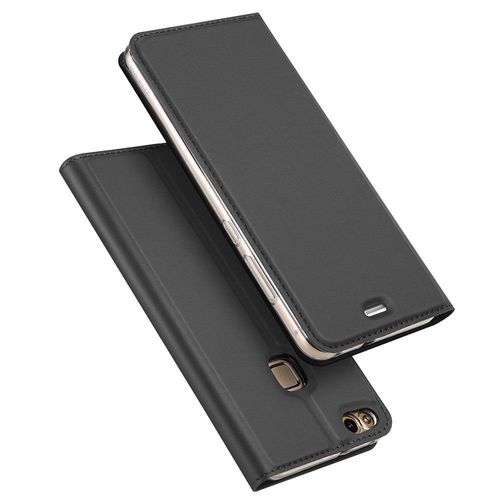 Etui Folio Pour Huawei P10 Lite Gris Avec Rabat Latéral Et Fonction Stand