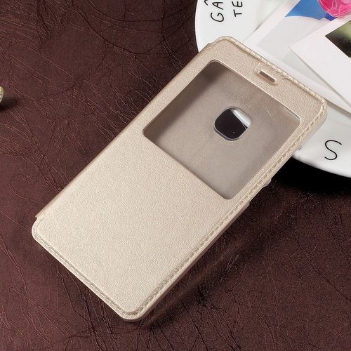 Etui Folio Latéral S-View Or Huawei P10 Lite Avec Fenêtre