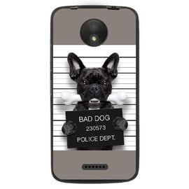 Coque Souple Pour Motorola Moto C Avec Impression Motifs Bulldog Prisonnier Os