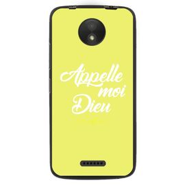Coque Souple Pour Motorola Moto C Avec Impression Motifs Appelle Moi Dieu Jaune