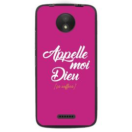 Coque Souple Pour Motorola Moto C Avec Impression Motifs Appelle Moi Dieu Fushia