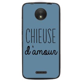 Coque Souple Pour Motorola Moto C Avec Impression Motifs Chieuse D'amour Bleu