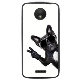 Coque Souple Pour Motorola Moto C Avec Impression Motifs Chien À Lunettes Sur F