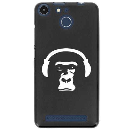 Coque Souple Pour Archos 50f Helium Avec Impression Motifs Singe Avec Son Casque