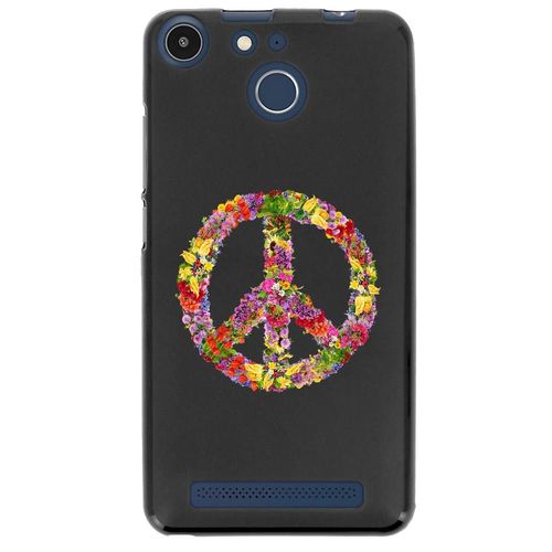 Coque Souple Pour Archos 50f Helium Avec Impression Motifs Peace And Love Fleuri