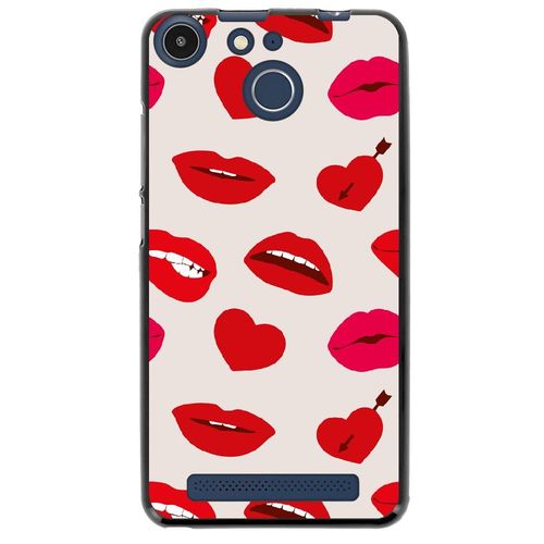 Coque Souple Pour Archos 50f Helium Avec Impression Motifs Lèvres Et Coeurs Rou
