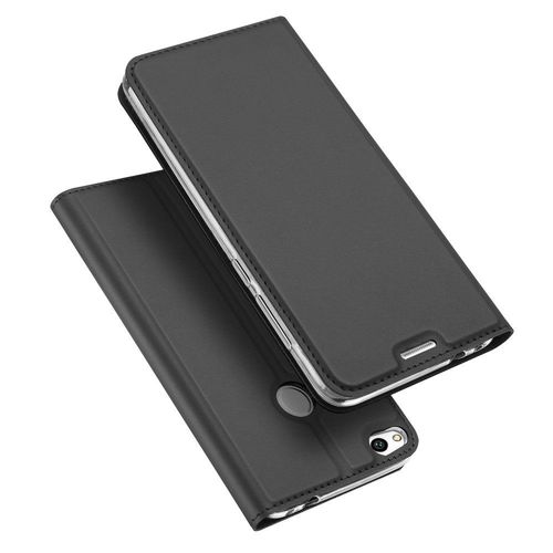 Etui Folio Pour Huawei P8-Lite2017 Gris Avec Rabat Latéral Et Fonction Stand