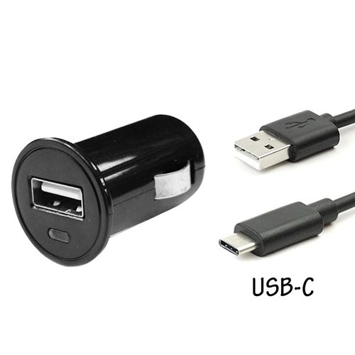 Chargeur Voiture Usb + Câble Usb-C Noir