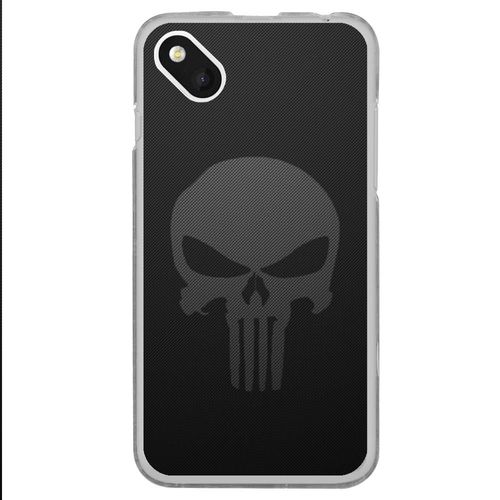 Coque Souple Pour Wiko Sunny Avec Impression Motifs Tête De Mort Sur Fond Carbo