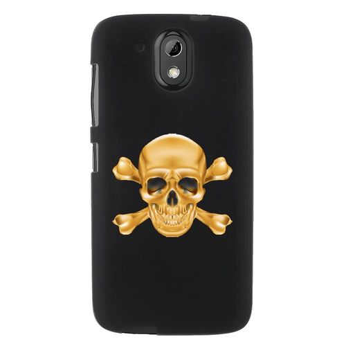 Coque Souple Pour Htc Desire 526 Avec Impression Motifs Tête De Mort Aspect Or