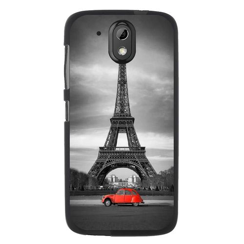 Coque Souple Pour Htc Desire 526 Avec Impression Motifs Paris Et 2cv Rouge