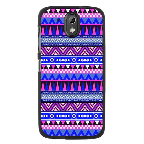 Coque Souple Pour Htc Desire 526 Avec Impression Motifs Aztèque Bleu Et Violet