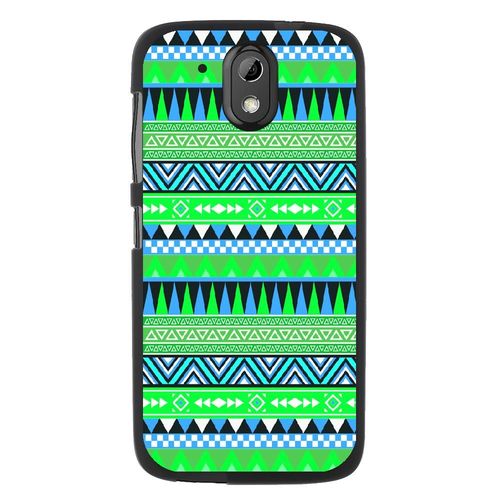 Coque Souple Pour Htc Desire 526 Avec Impression Motifs Aztèque Bleu Et Vert