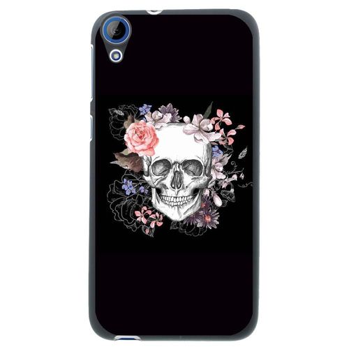 Coque Souple Pour Htc Desire 626 Avec Impression Motifs Skull Fleuri
