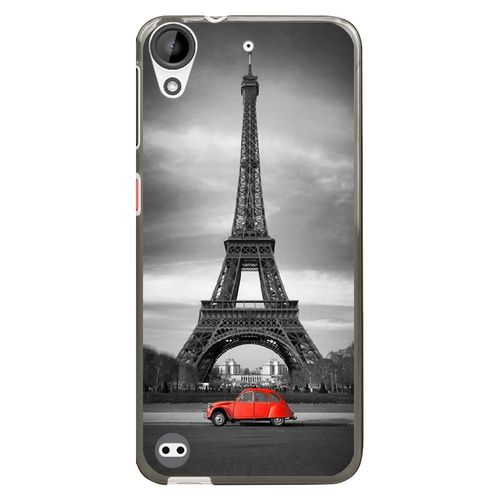 Coque Souple Pour Htc Desire 630 Avec Impression Motifs Paris Et 2cv Rouge