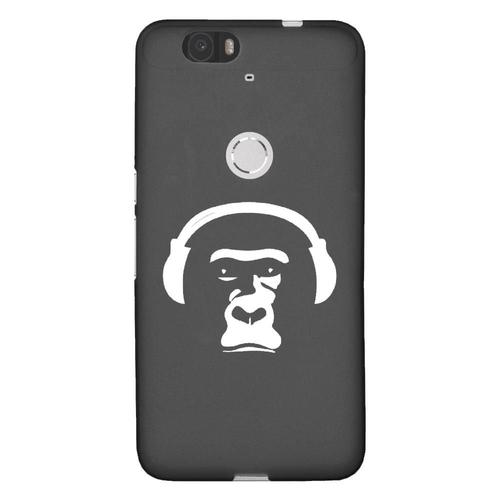 Coque Souple Pour Google Nexus 6p Avec Impression Motifs Singe Avec Son Casque