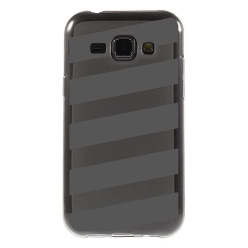 Coque Souple Pour Samsung Galaxy J1 Sm-J100f Avec Impression Motifs Bandes Grise