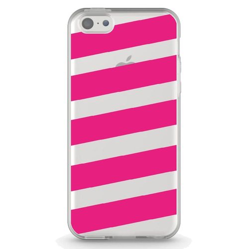 Coque Souple Pour Apple Iphone 5c Avec Impression Motifs Bandes Fushias